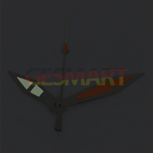 Green lume orange polished watch hands for Asian 8215/2813/8205 movement, precise fit and vibrant color.