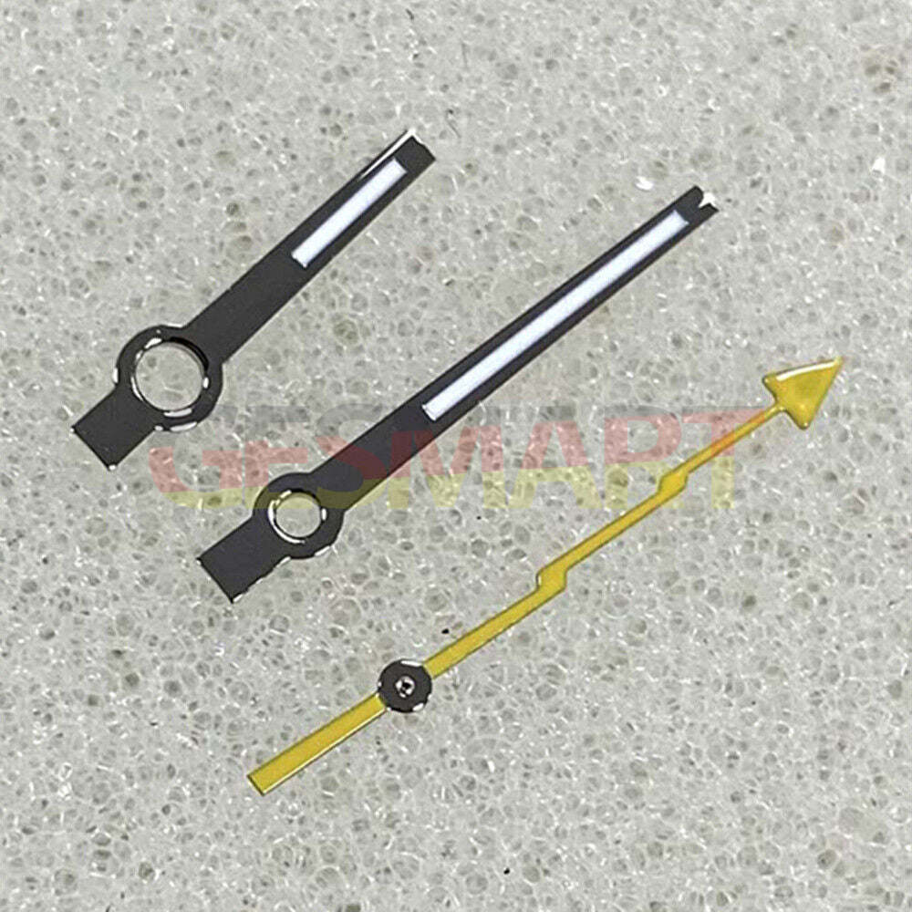 Green lume silver trim watch hands for Miyota 8215 and Mingzhu 2813 movements, precision fit accessory.