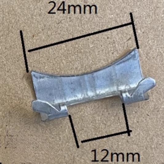 Steel silver curved end links for 24x12mm watch band strap, compatible with bracelets, featuring brand-quality spring bars.