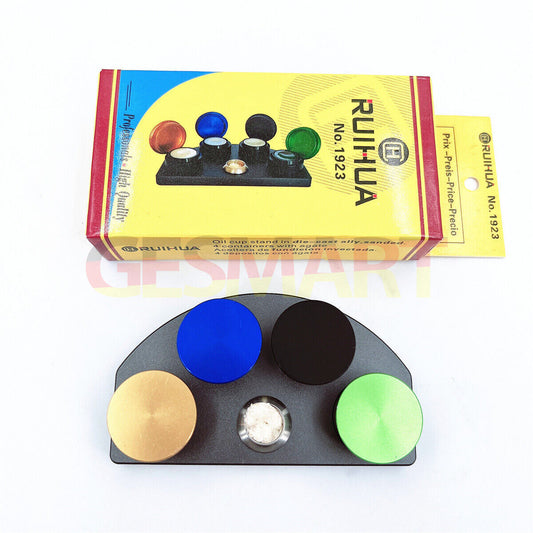 Die-cast alloy Oil Cups Stand with 4 containers for watch repair, model 30180, durable replacement accessory.
