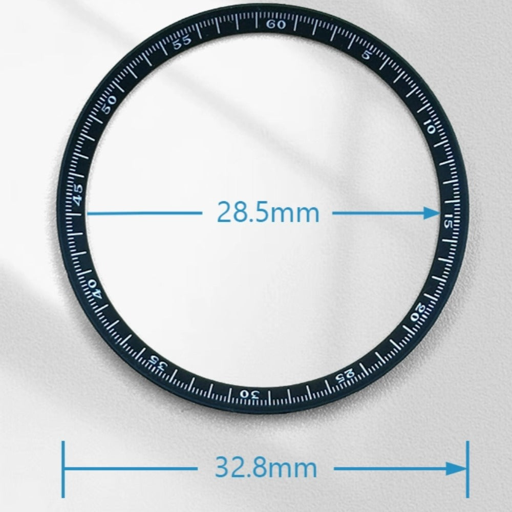 Black plastic modified diving chapter ring for watch repair, 32.8x28.5x1.85mm, durable accessory.