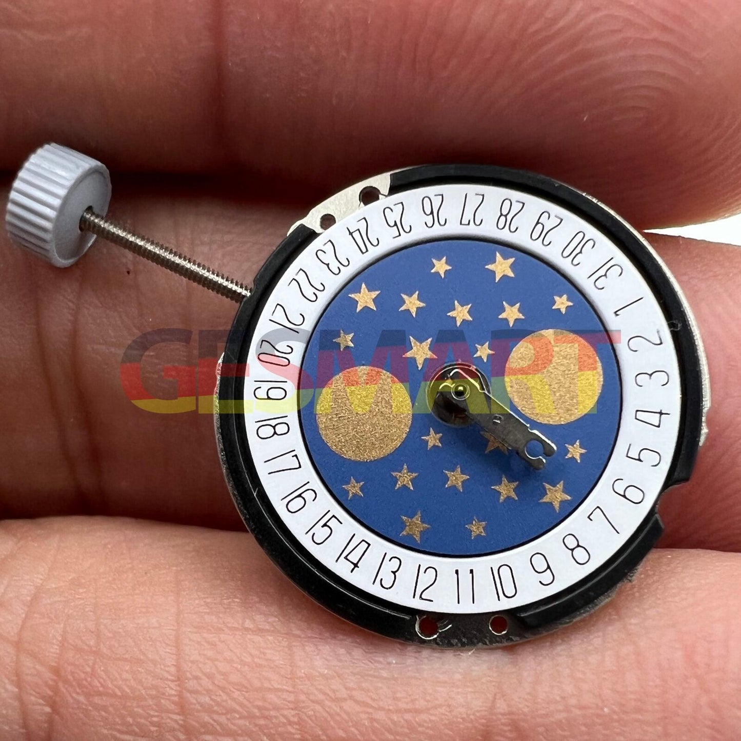 Montre à quartz Ronda 788, mouvement à 6 aiguilles, date et phases de lune.