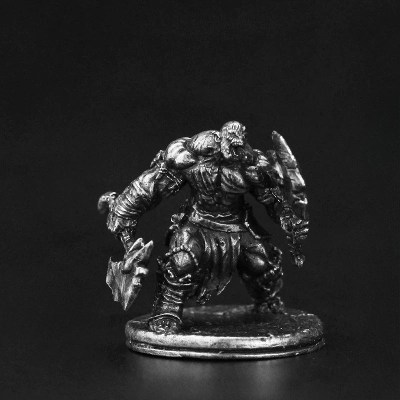 Orc Axe And Shield Warrior Copper Miniature Figurine White Bronze Wargame 318-15