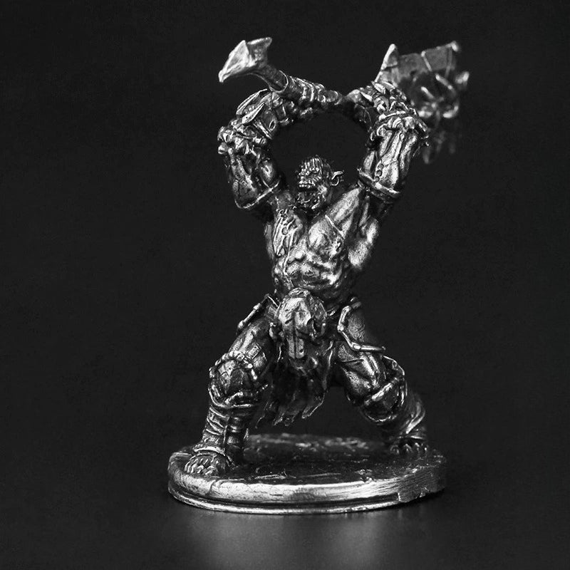Orc Overhead Axe Warrior Copper Miniature Figurine White Bronze Wargame 318-14