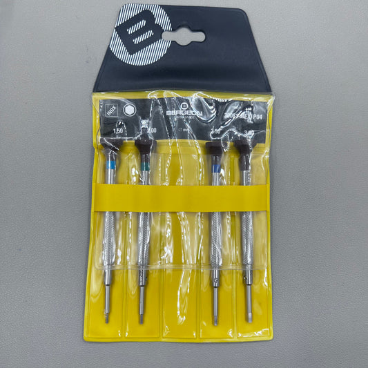 Swiss Bergeon 30081-HEX-P04 Set of 4 Hex Blade Screwdrivers