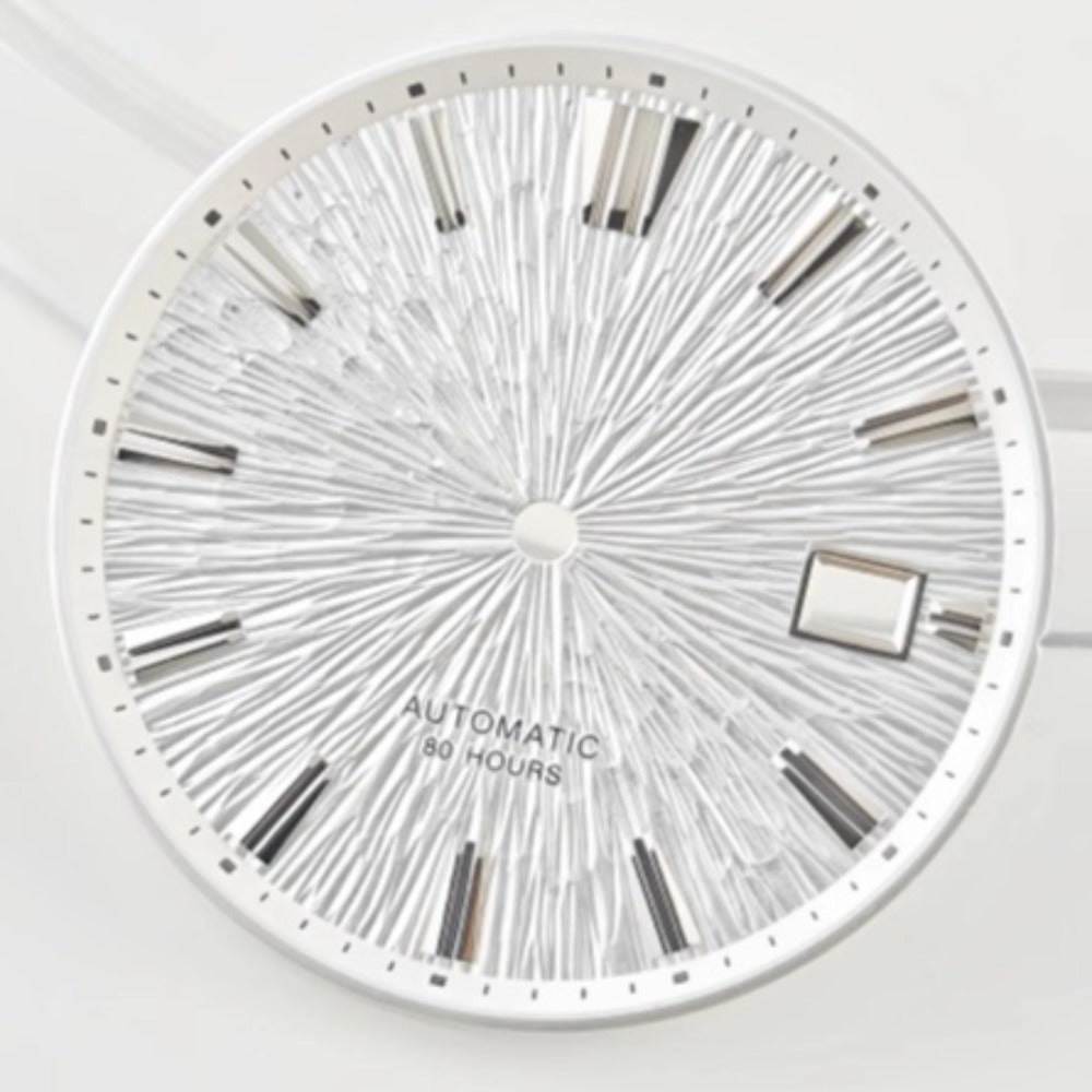 White 33.5mm diving watch dial for NH35 NH36 movement, durable and precise timekeeping accessory.