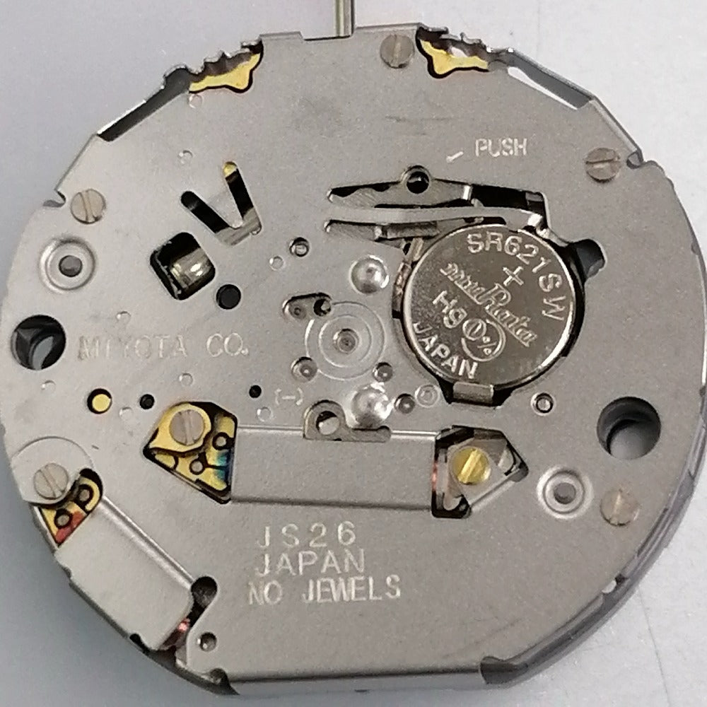 Miyota JS26 quartz watch movement with small second subdials at 3, 6, and 9 o'clock positions, precise and reliable.