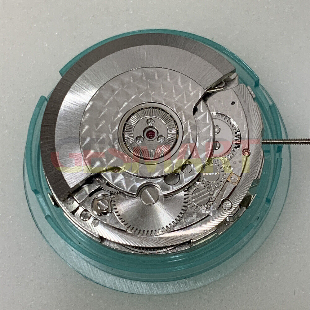 Seagull ST2525 automatic watch movement with big date at 12, precision mechanical parts close-up.