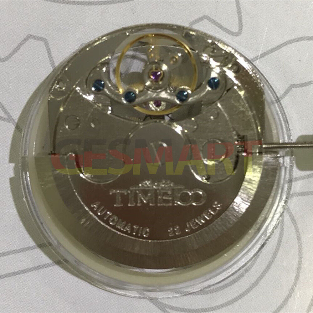 In China hergestelltes automatisches mechanisches Uhrwerk mit doppelter Zeitzone und Mondphase@2 in Silber