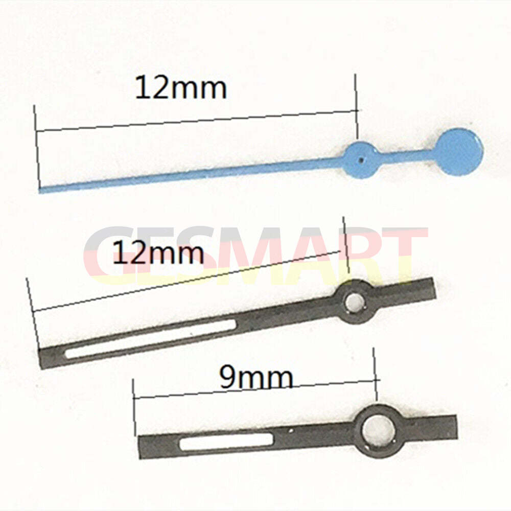 Aiguilles de montre noires de 12 mm, bleu marine, pour mouvement à quartz Miyota 7T35