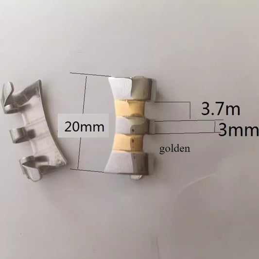 Silver and golden curved end links spring bars for 20x3x3.7mm watch bands