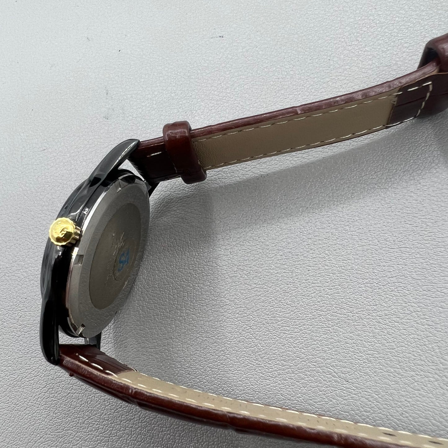 37mm hanghai Handaufzug Braun Lederarmband Mechanische Uhr Römische Zahlen 17