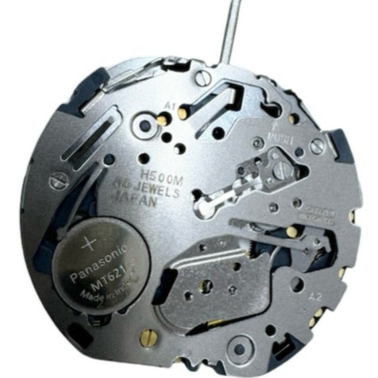 Japanese Citizen H500 Eco-Drive watch movement with solar power and single calendar date at 4 o'clock