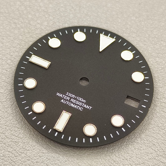 28.5mm Black Watch Dial with Date Window Luminous Dial Fit NH35 /NH36/4R/7S