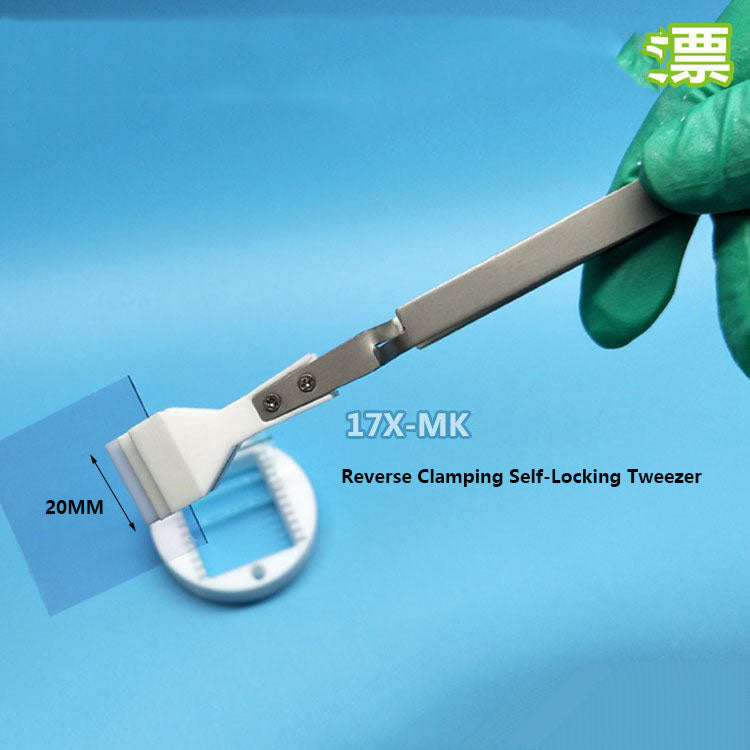 PTFE flat tip tweezers for watch repair, jewelry, and lab use by professionals.