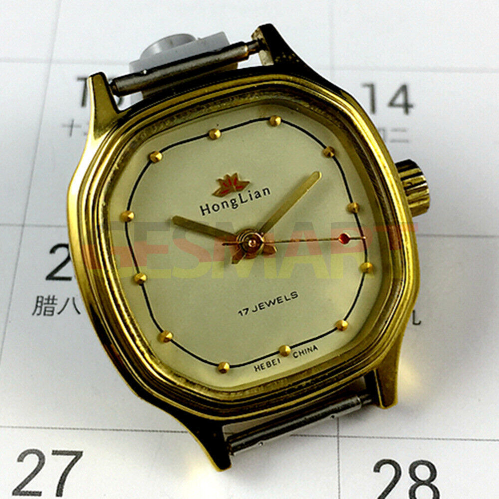 27 mm HONGLIAN Manuelle mechanische Damenuhr mit goldenem Nagel, achteckiges goldenes Gehäuse