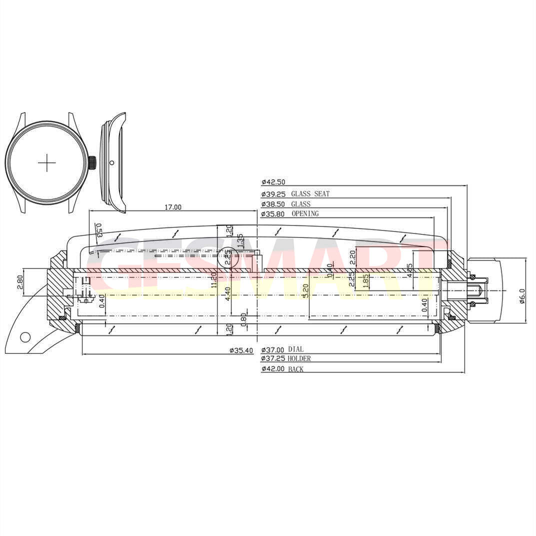 42mm Seagull ST3600 men's watch with white dial and manual mechanical movement, elegant accessory.