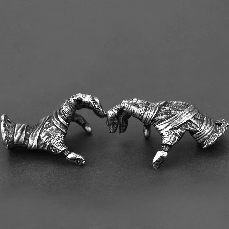 Devil's Hands (Pair) Copper Pendant White Bronze Gothic Horror Keychain Charm