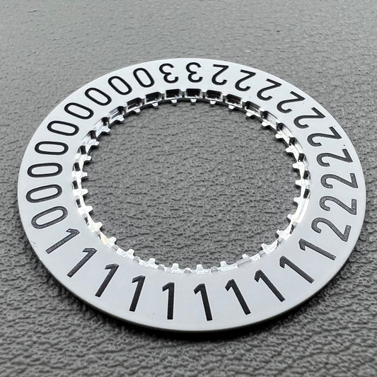 White date disk wheel with large numbers, compatible with ETA C07.651 M021.626 movement, generic brand