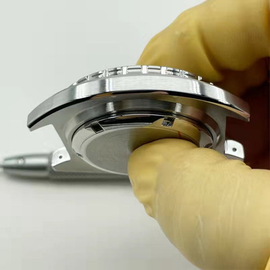 Blue font watch case with sapphire glass and double bezel, compatible with NH35 NH36 movements,.