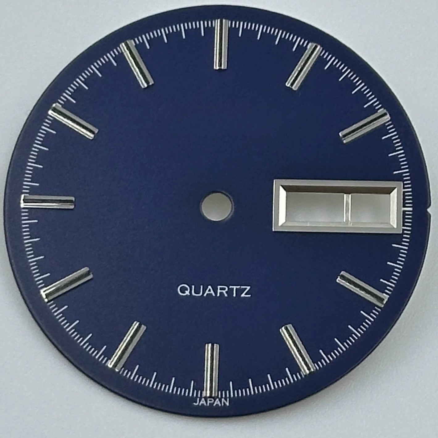 Blue 28.5mm Datejust dial with silver nails, no lume, compatible with 2305 movement.