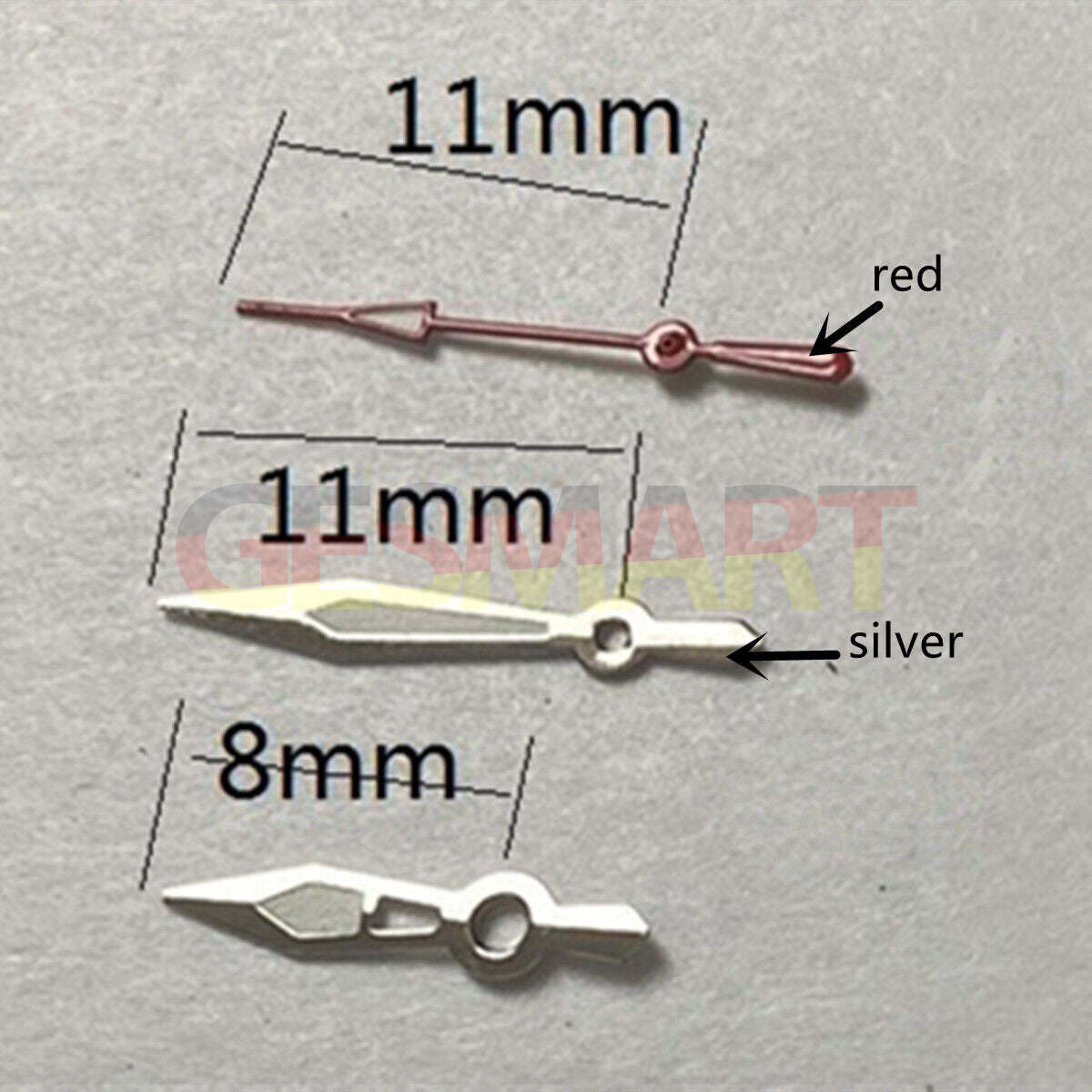 Aiguilles de montre rouges de 11 mm avec garniture argentée pour Miyota 2315 2035 2036 2115 2305