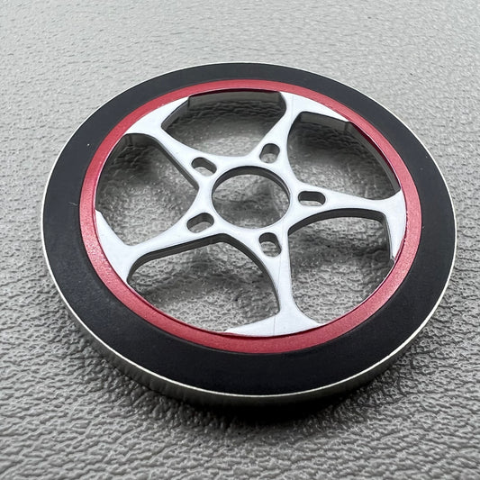 Red and white rotor oscillating weight for NH34-NH39 watch movements, enhancing automatic winding efficiency.