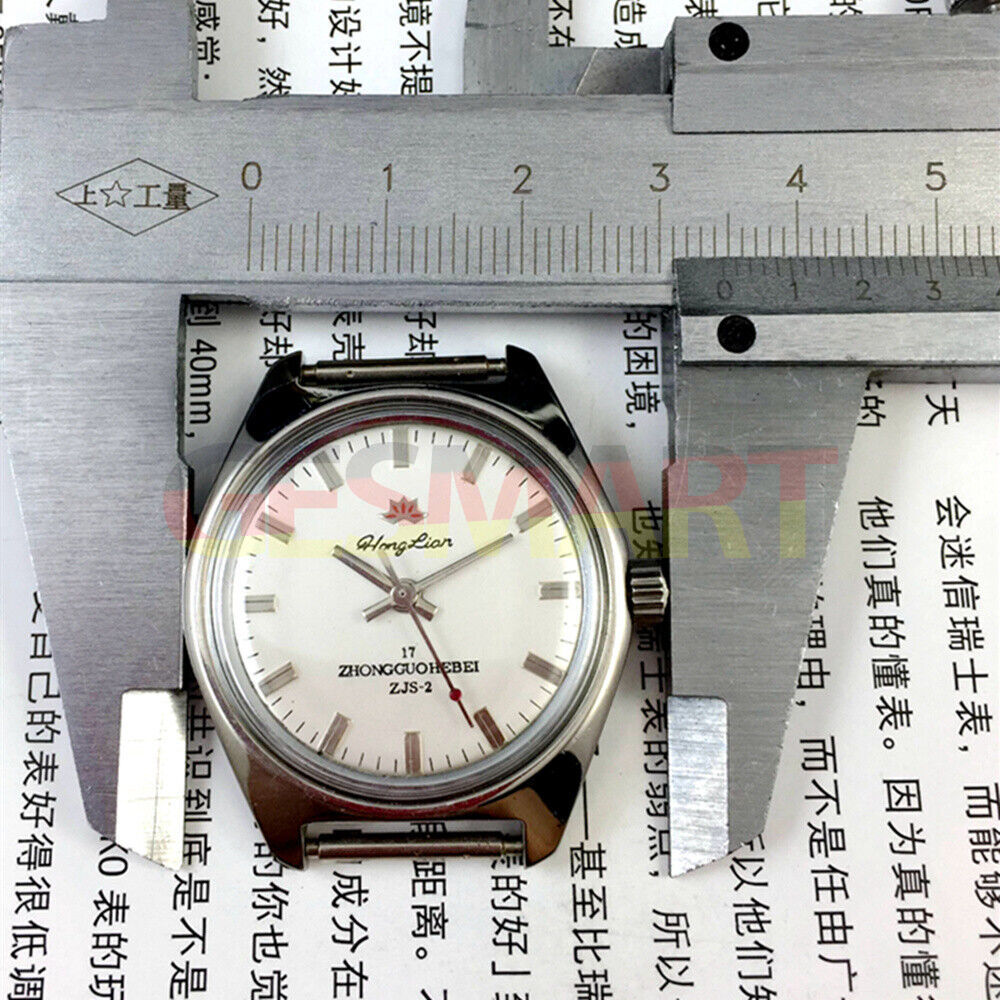 HONGLIAN manual mechanical watch with silver nail markers, round silver case, and sleek silver dial for elegant timekeeping.