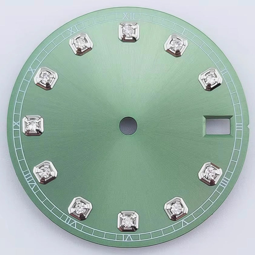 Silver Nail Green 28.5mm Watch Dial Fit For NH36 Movement No Logo