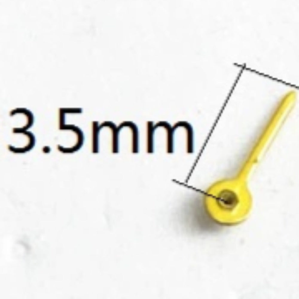 3 Stück 3,5 mm gelbe typische kleine Sekundenzeiger für Miyota JS15 Quarz