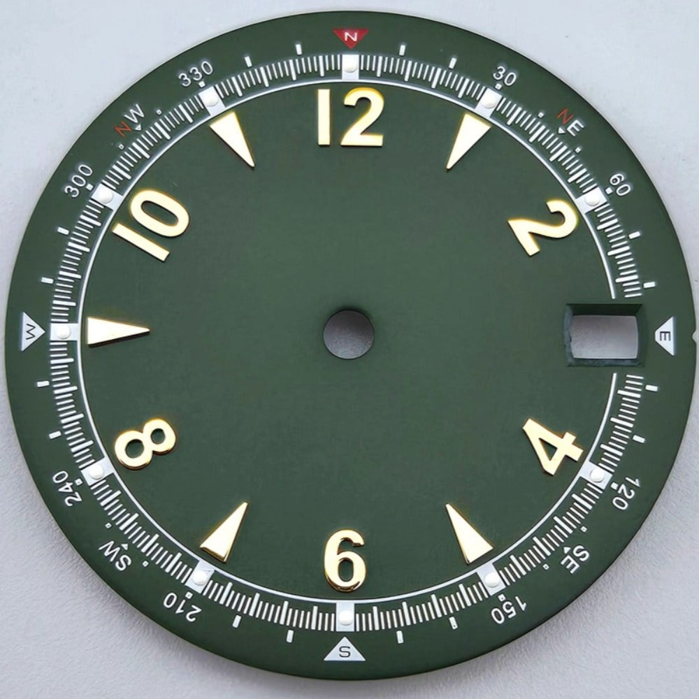 Green+Golden Modified 28.5mm Green Lume Watch Dial For NH35 Movement No Logo