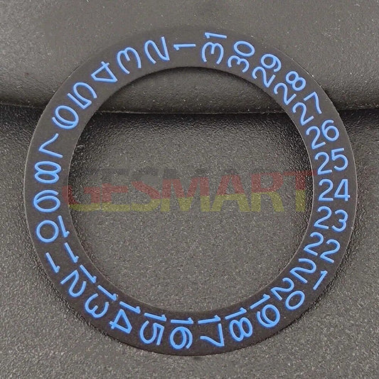 Black background watch date disk overlay with blue character for NH35 NH36 movements.