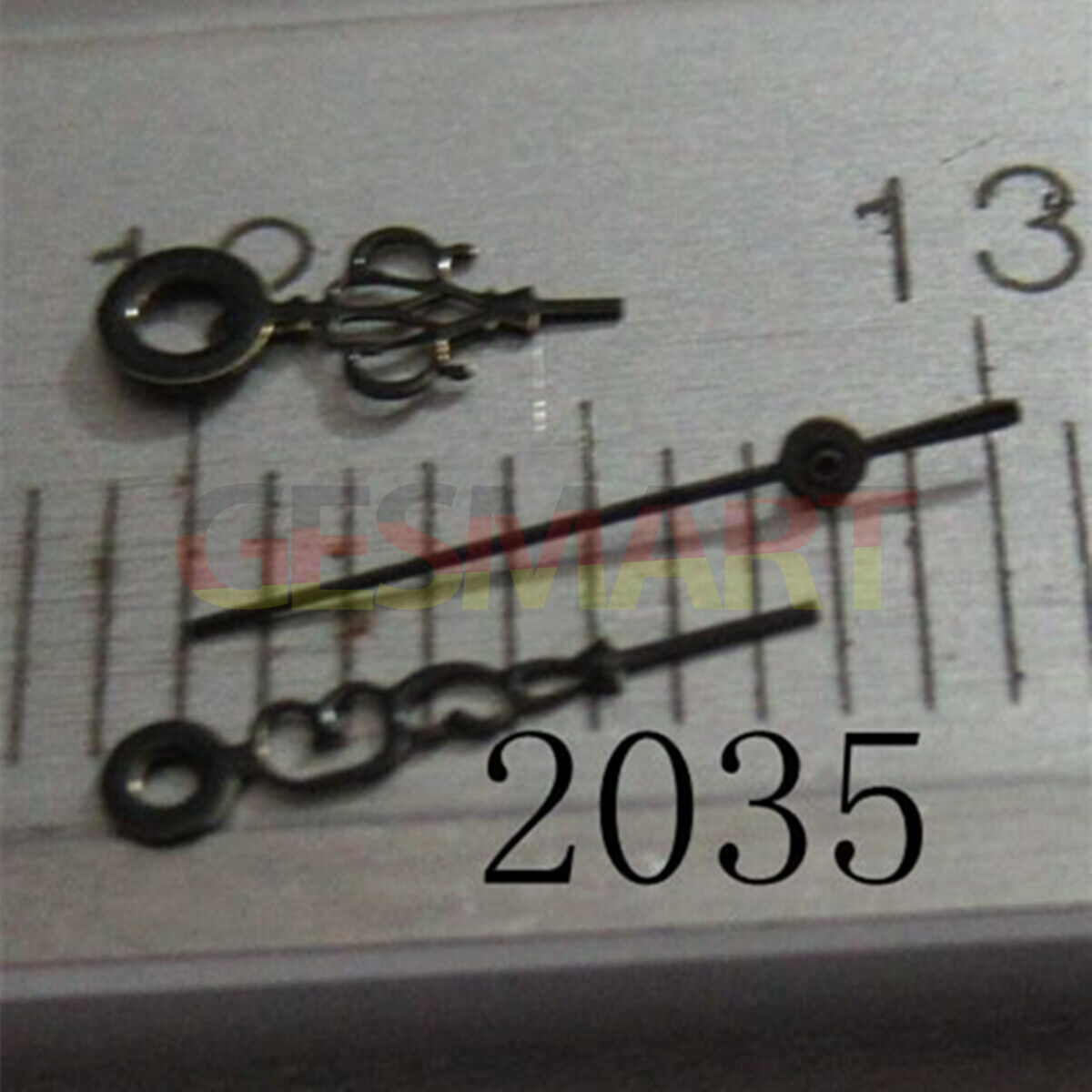 Black painted flower-shaped hollow watch hand for Miyota 2035 movement, stylish and precise accessory.