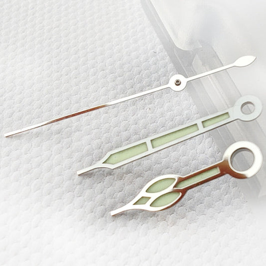 Silver trim C3 green lume vintage watch hands for NH34 NH35 NH36 movements