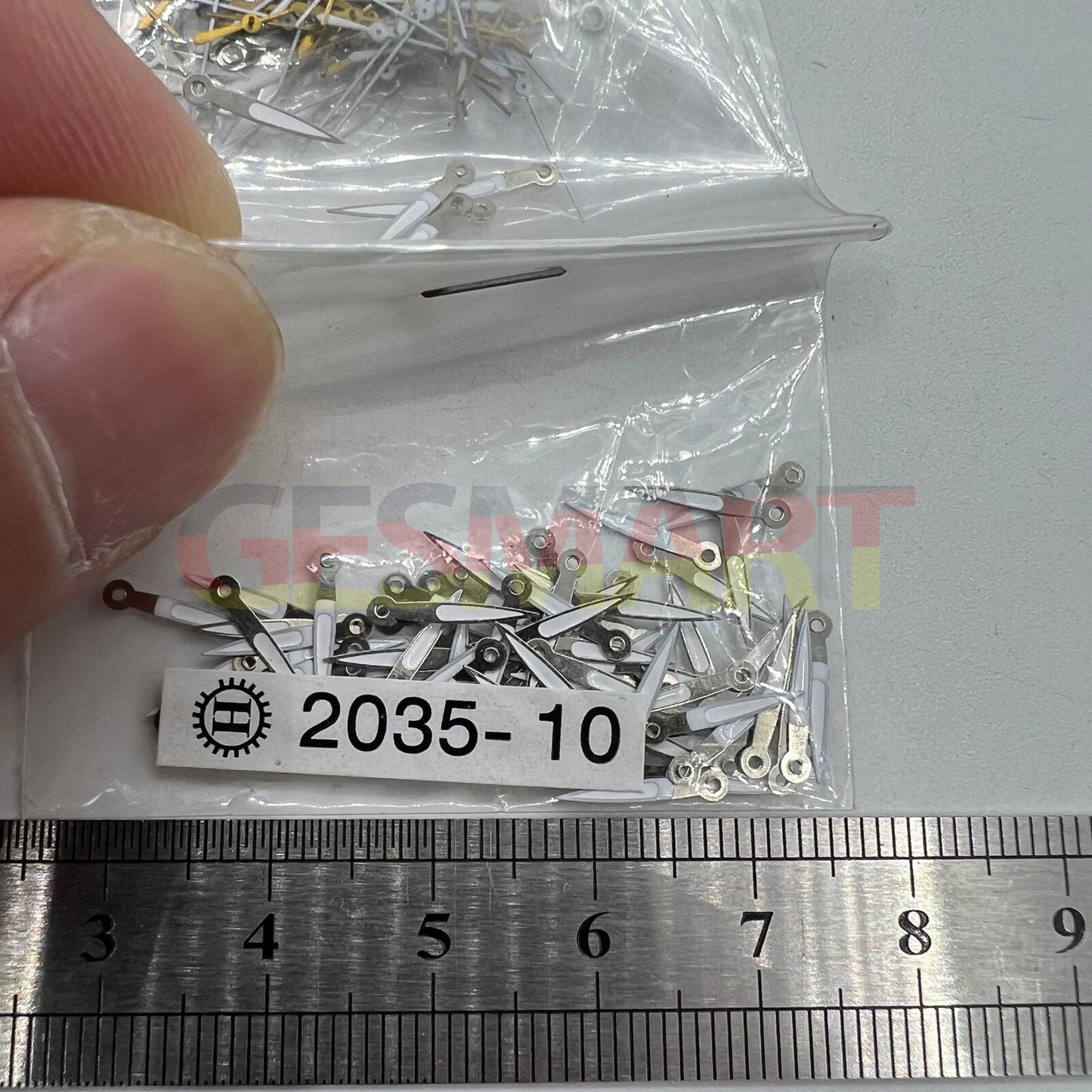 Lot de 100 aiguilles de montre luminescentes vertes argentées de 10 mm pour mouvement à quartz Miyota 2035