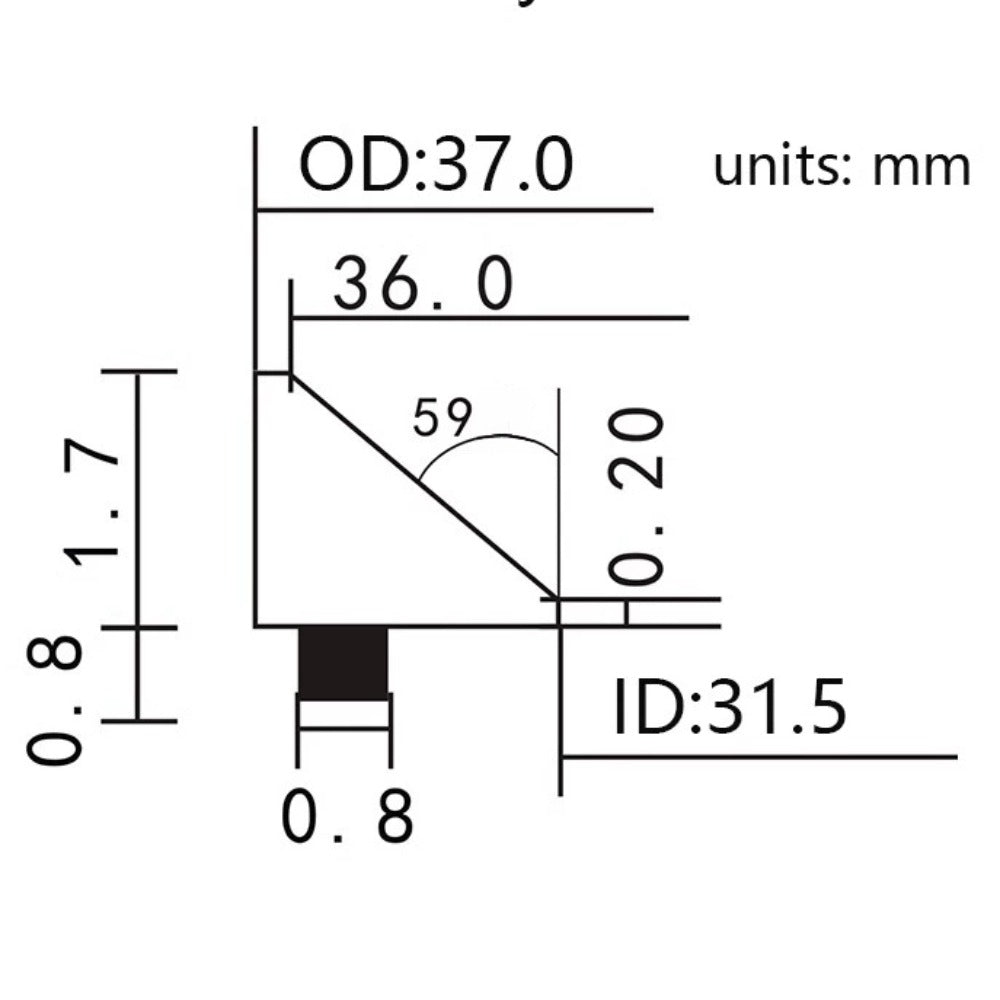 Black metal modified chapter ring 37x31.5mm, precise fit for watch repair and restoration.