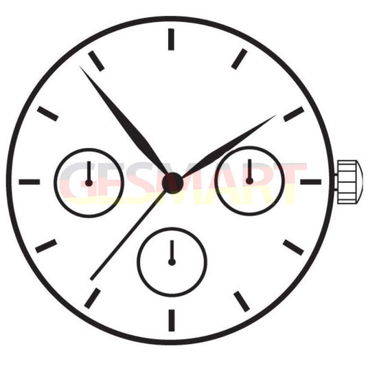 Japan Made Hattori Epson TMI VX3J quartz watch movement with stem, precision timekeeping for watch repairs.