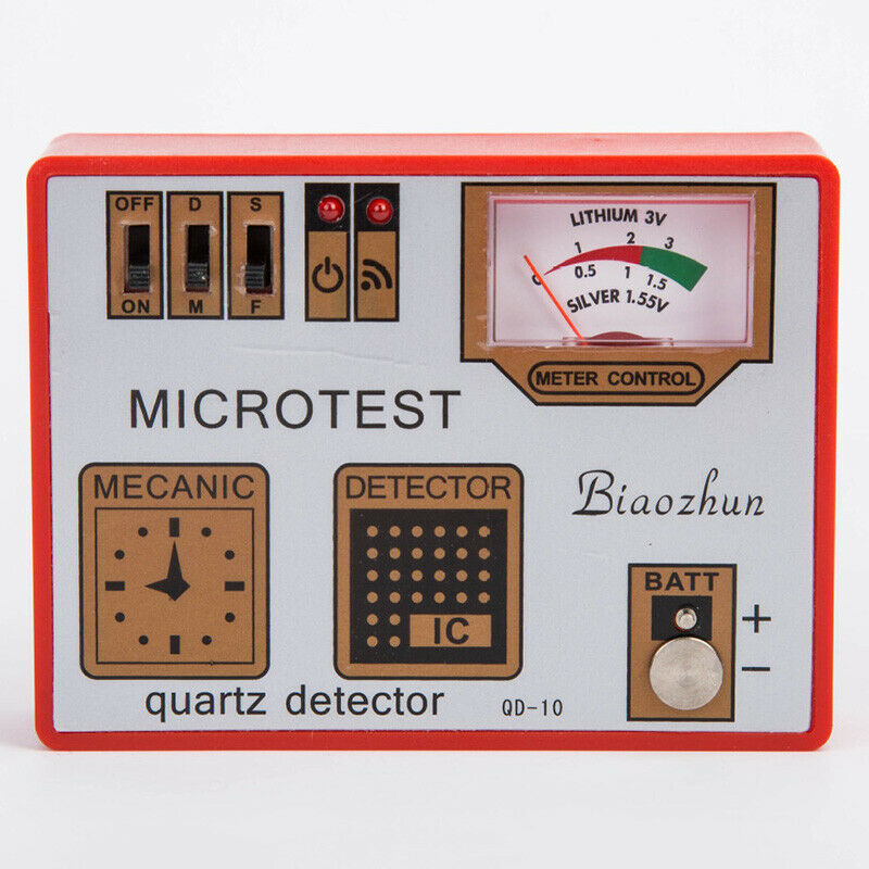 QD-10 Quartz tester, multi-function tool for watch demagnetization and battery testing accuracy.