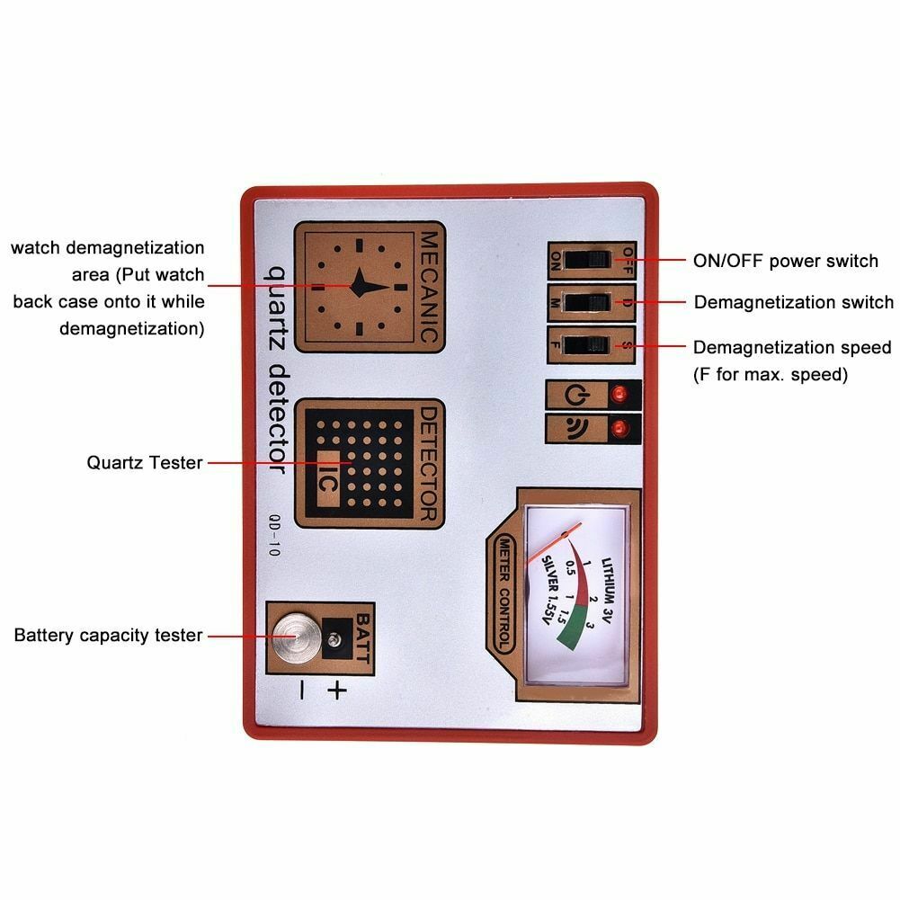 QD-10 Quartz tester, multi-function watch tool for demagnetization and battery check