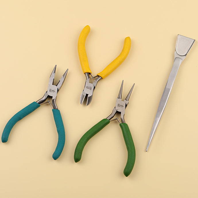 Three-piece plier set with side cutting, round, and flat halfround tips in branded carrying case
