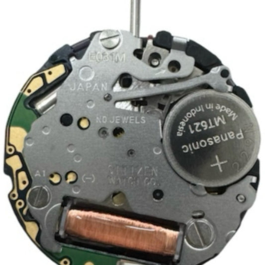 Citizen E031 Eco-Drive watch movement for Japan-made solar-powered 3-hand watches, authentic replacement part.