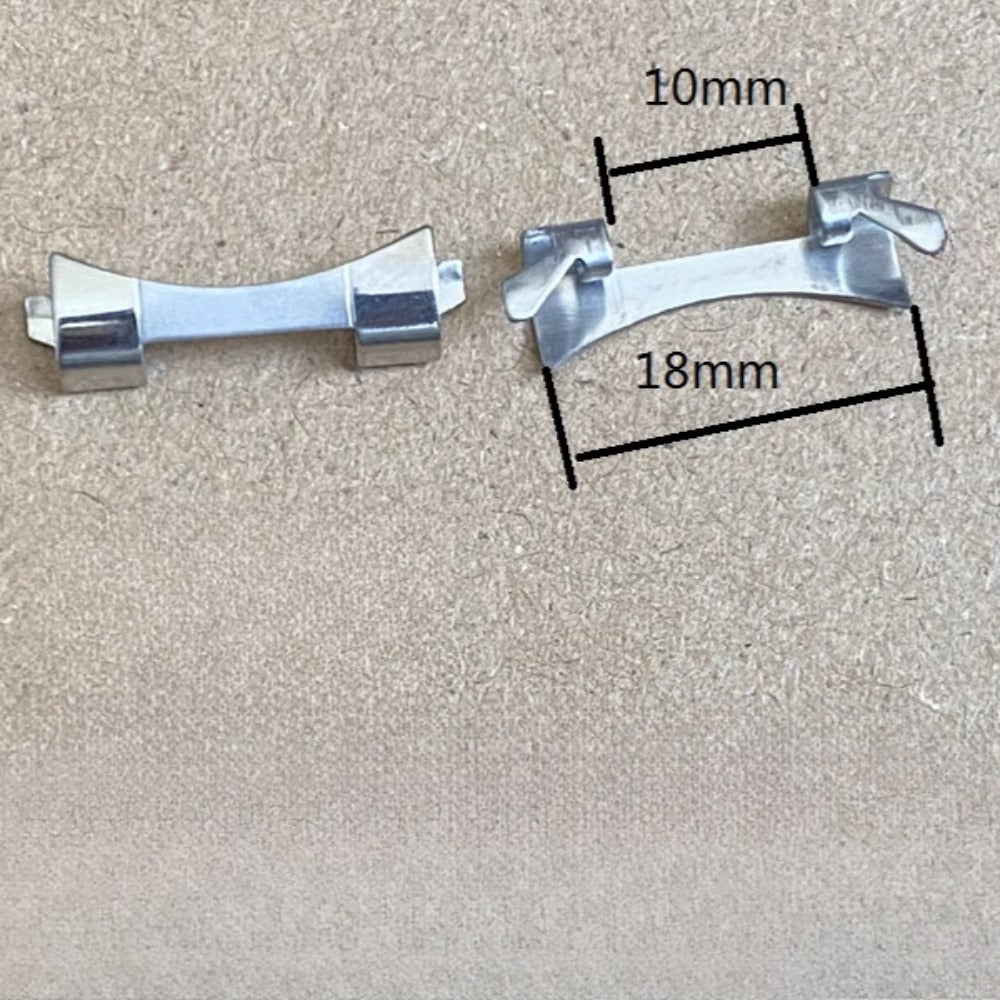 Bracelet de montre à maillons incurvés argentés mats et polis, 10 x 18 mm, pièce n° 1126