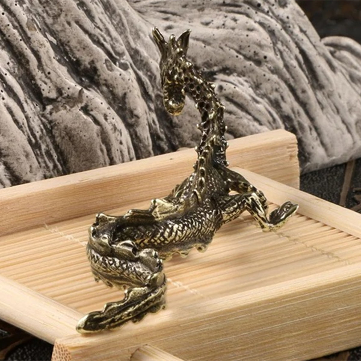 Vintage hand-carved Copper Dragon bronze figurine showcasing detailed dragon sculpture for collectors and decor.