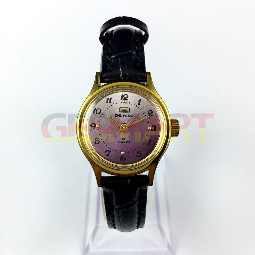 Montre mécanique manuelle Zhufeng pour femme, boîtier rond, 3 aiguilles, fond violet
