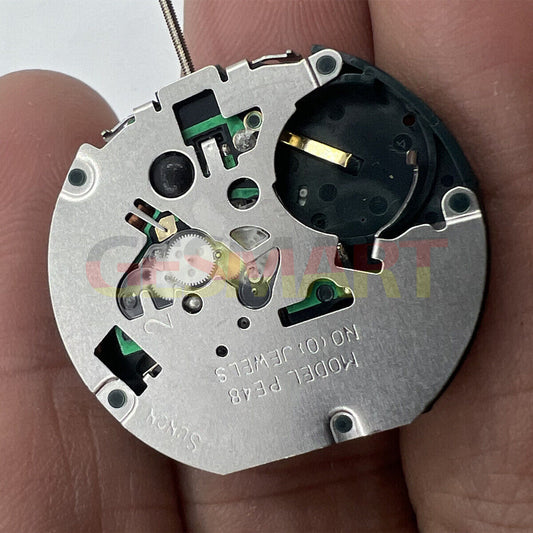 Sunon PE48 quartz watch movement with 2 hands and small seconds at 6 o'clock for precise timekeeping