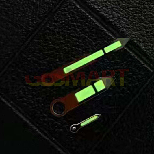 Silver trim light green lume watch hands for ETA6497/6498 movements enhancing vintage style and readability.