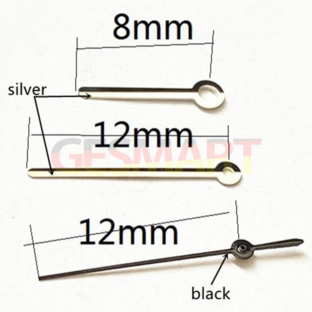 Aiguilles de montre noires de 12 mm pour montres Miyota 2315, 2035, 2036, 2115, 2305