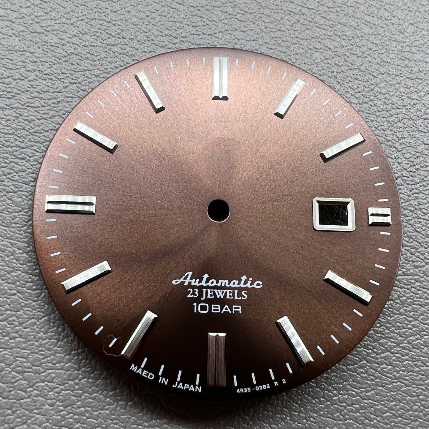 Cadran de montre marron modifié Silver Nail No Lume 34 mm pour mouvement NH35 NH36