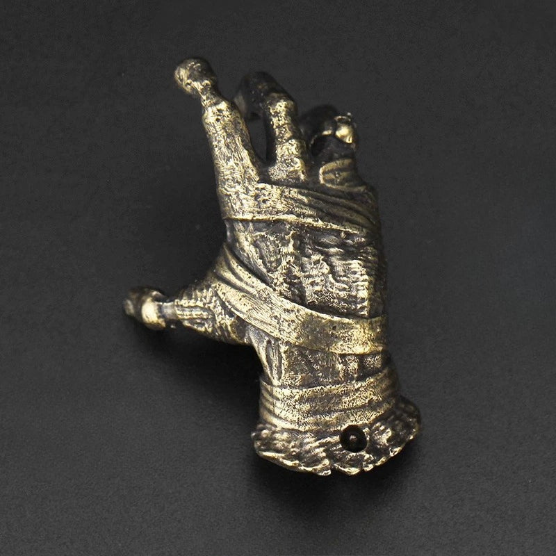 Devil's Right Hand Copper Pendant Solid Brass Gothic Horror Keychain Charm