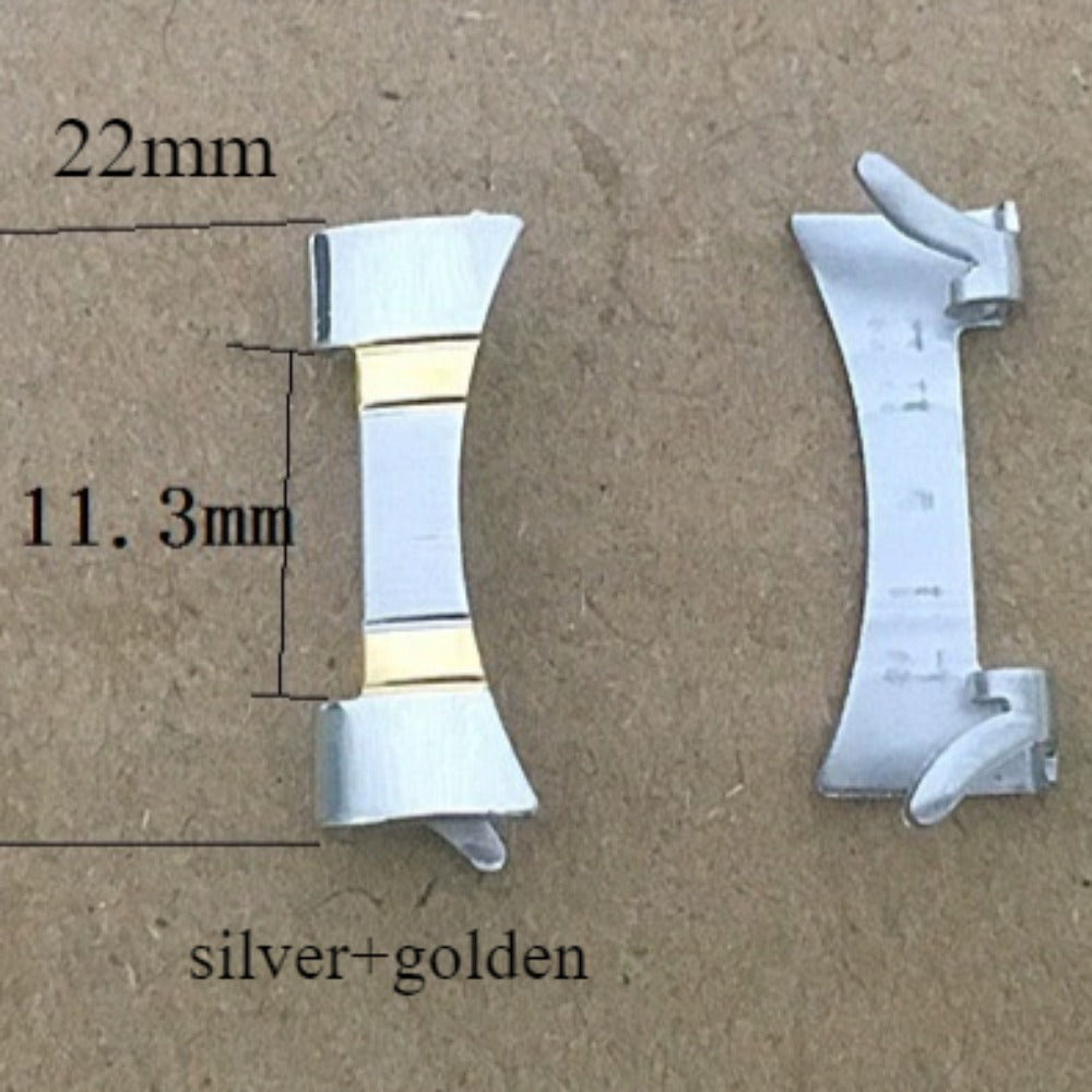 Silver+Golden 11.3x22mm Curved End Links Spring Bars Bracelet Watch Band Strap#29